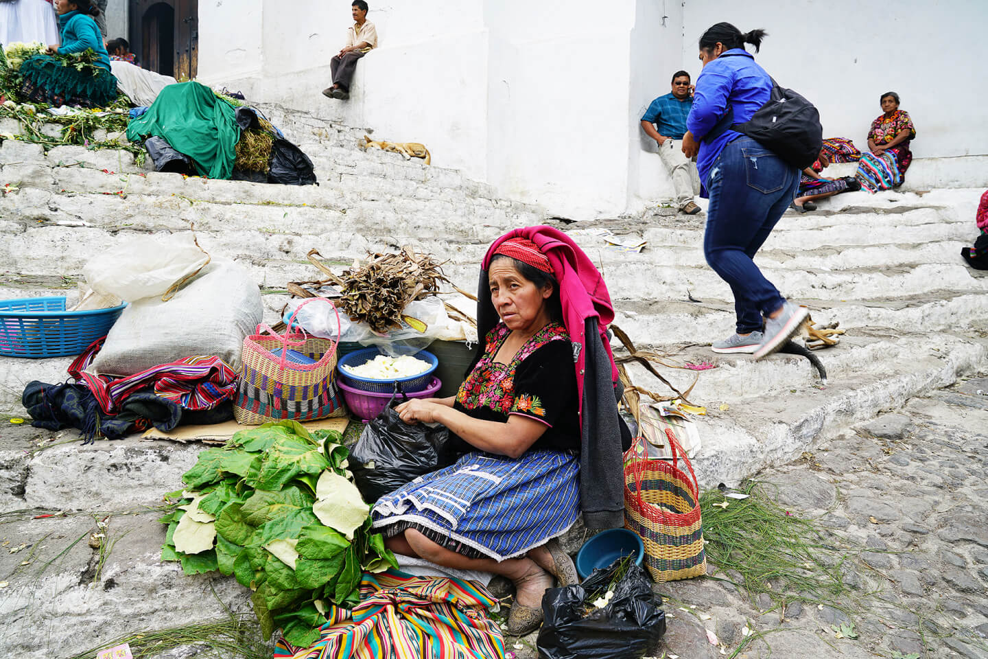 On the steps of St. Thomas Church. Chichicastenango, Quiché Department, Kʼicheʼ tribe. 2018.