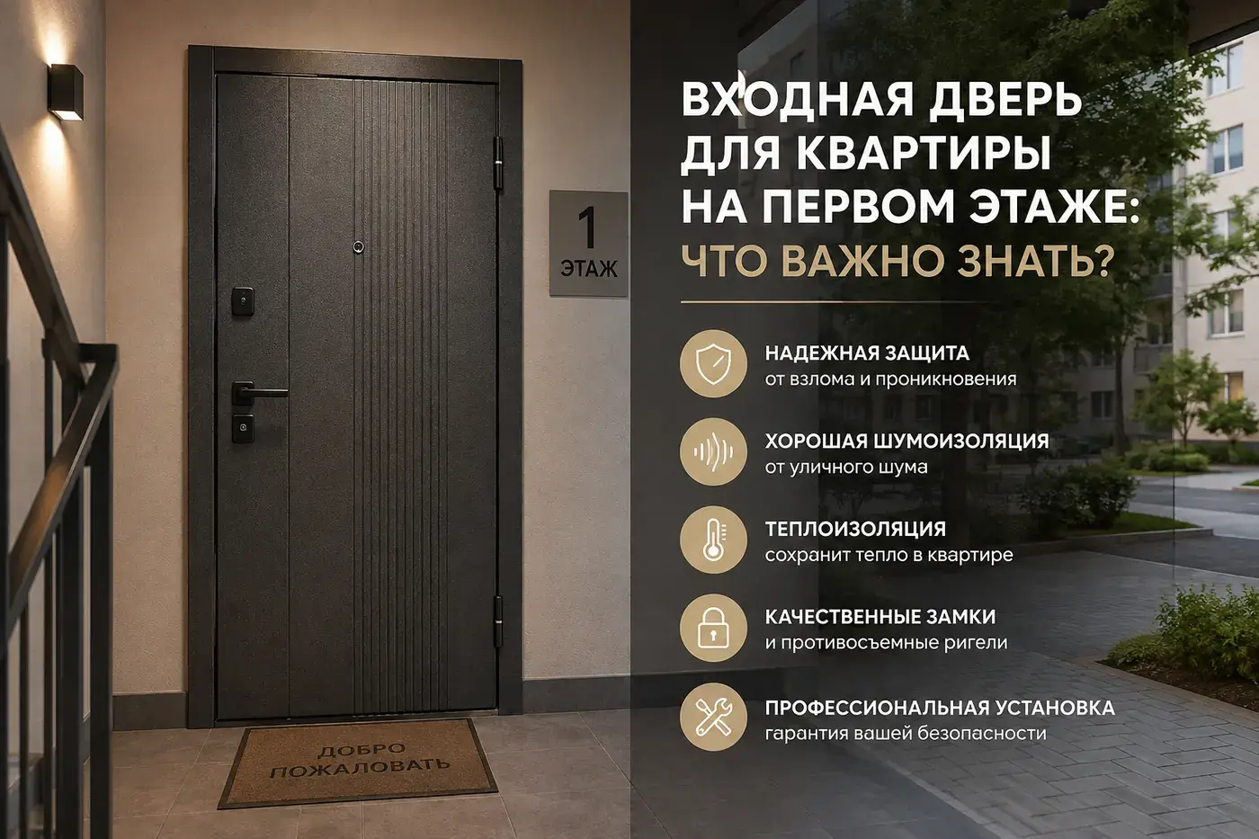 Иллюстрация к статье: входная дверь для квартиры на первом этаже: что важно знать.