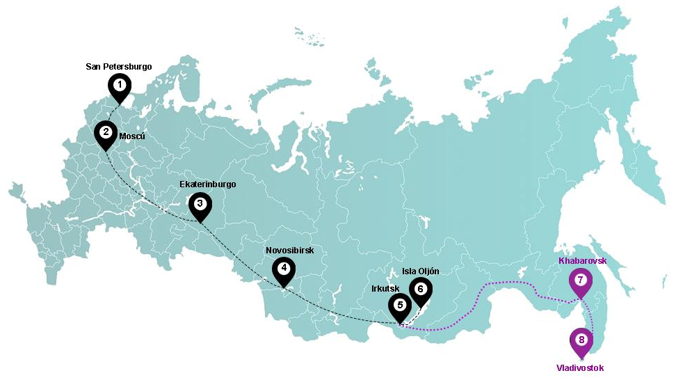 Tour Transiberiano por Rusia en tren verano 2025