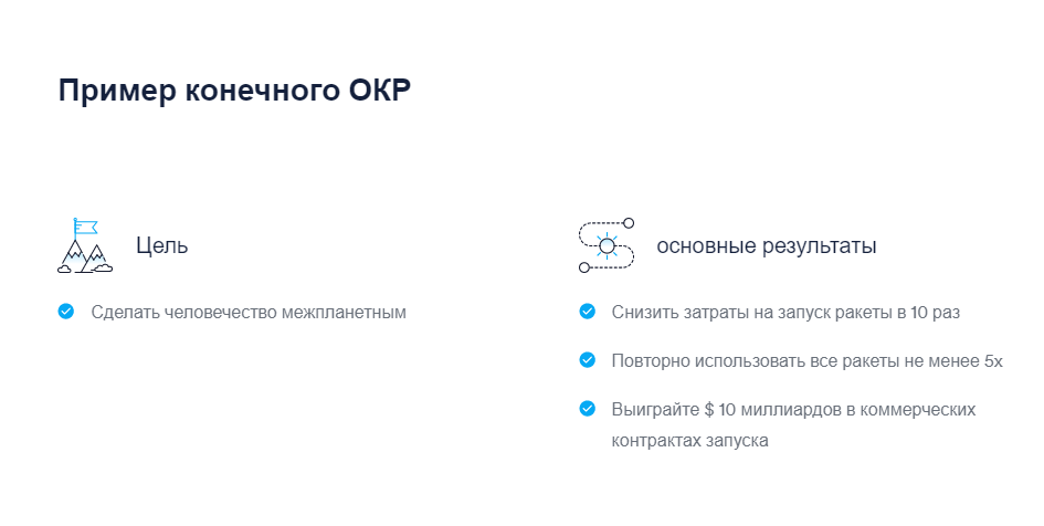 Простой пример OKR