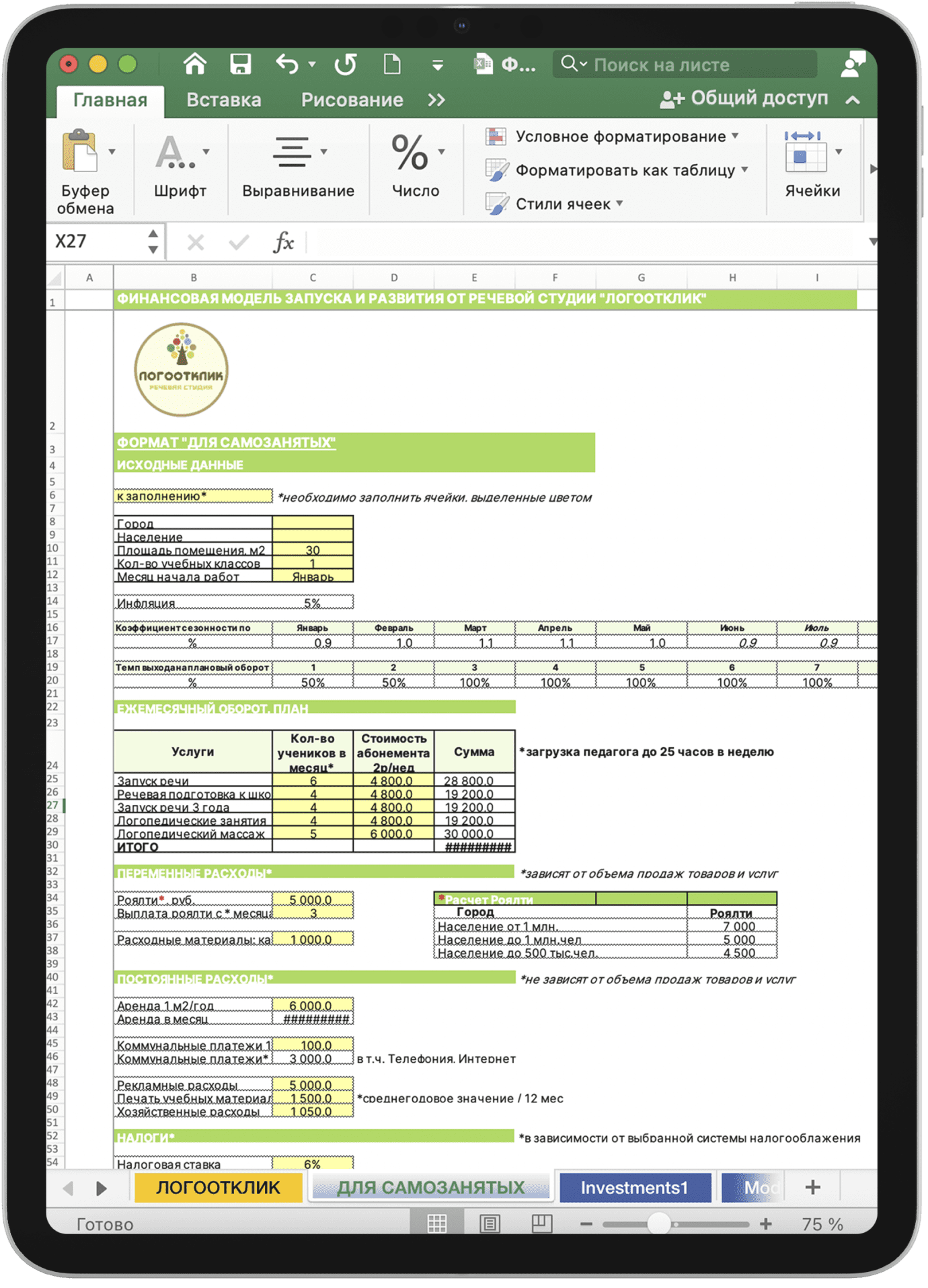 финансовая модель запуска и развития речевой студии логоотклик