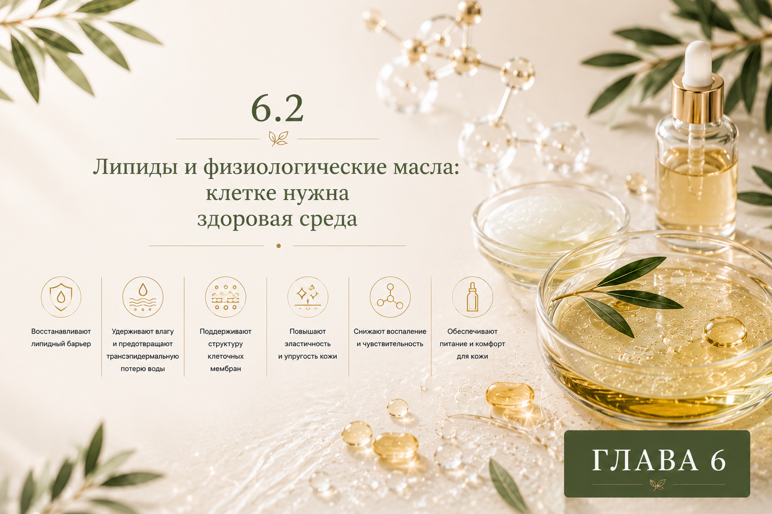 Липиды и физиологические масла для поддержания кожного барьера- церамиды масло арганы граната и косточек сливы
