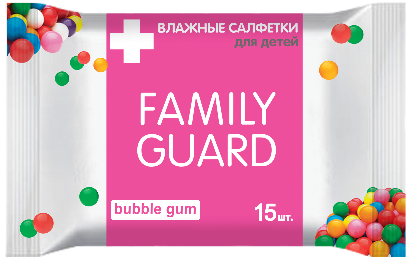 Влажные салфетки антибактериальные Bubble Gum 15 шт.