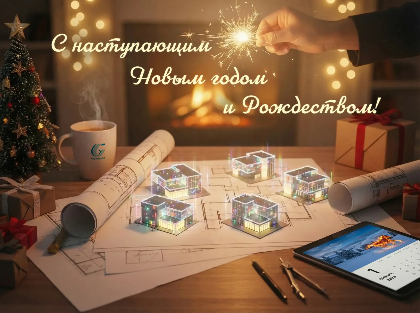 новогодняя открытка ГК Гидротэк