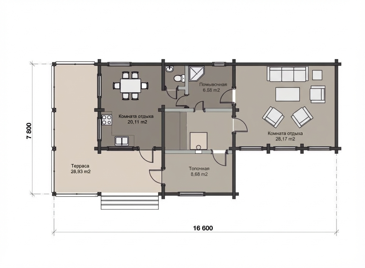 План бани «Феху» 115 м² — расположение помещений