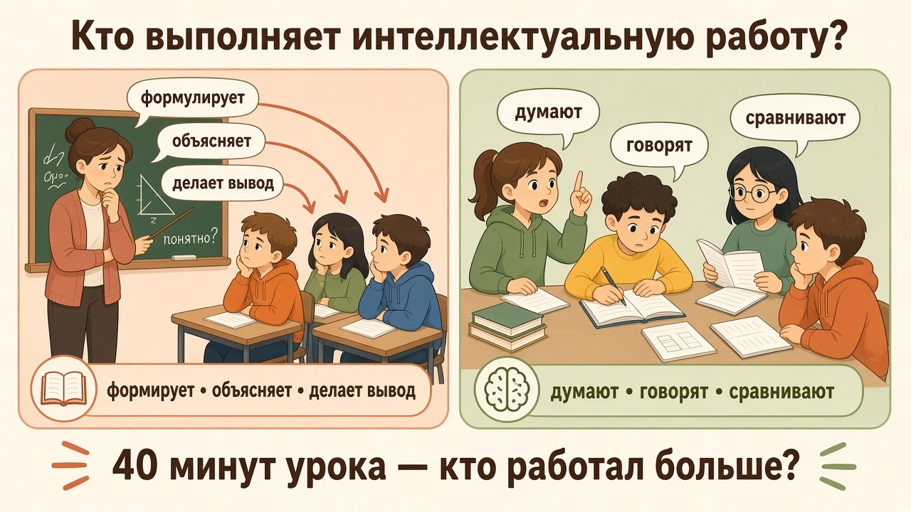Интеллектуальная работа: учитель выполняет за детей или дети делают сами