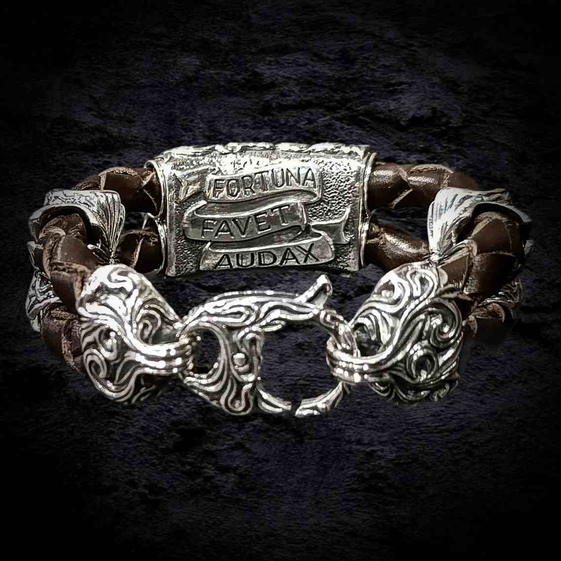 байкерский серебряный браслет, мужской массивный браслет.