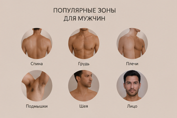Иллюстрация к статье «Лазерная эпиляция для мужчин: как проходит процедура и какие зоны можно обрабатывать»