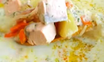 Приготовление ухи из красной рыбы со сливками по-фински: шаг 14