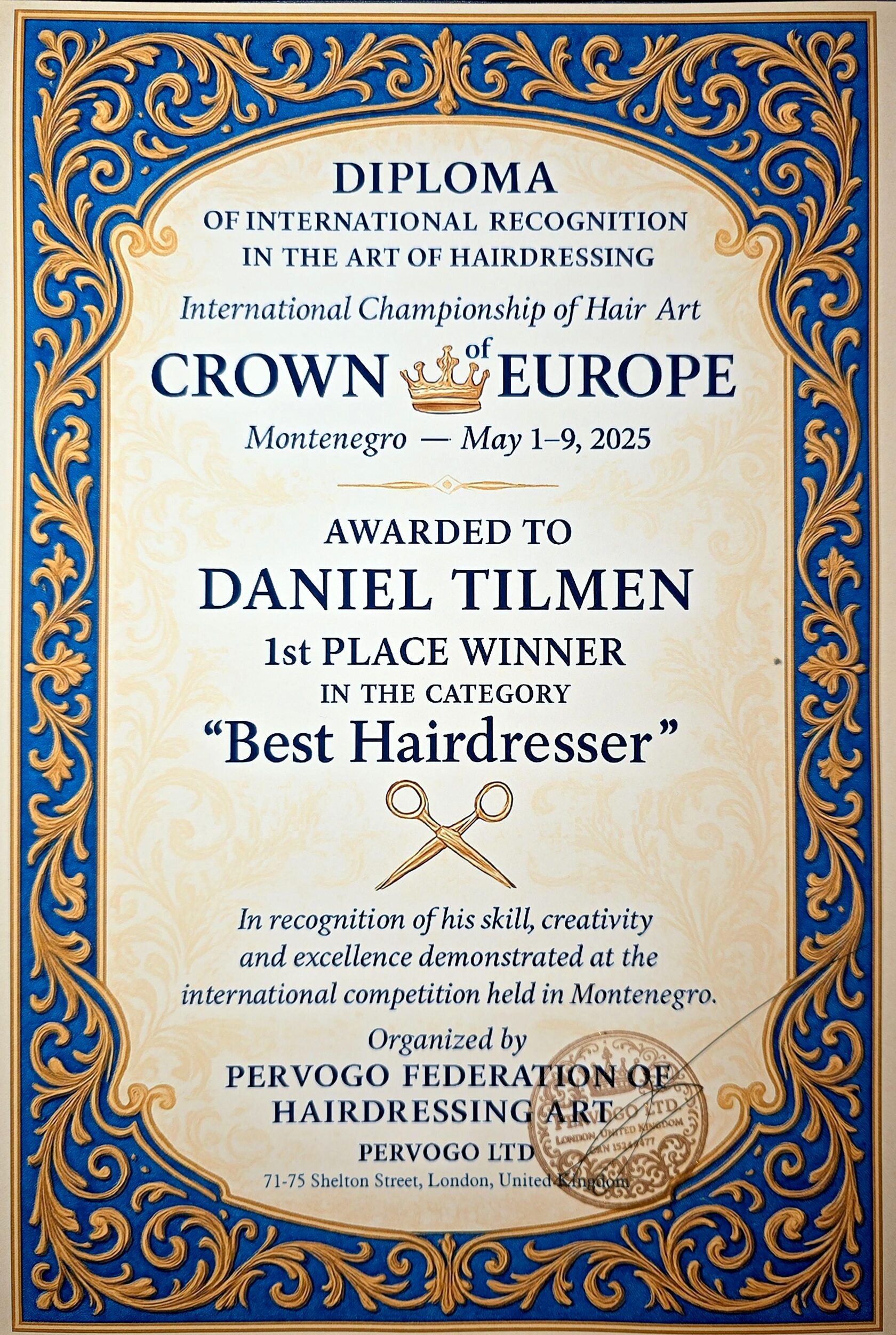 Даниэль Тильмен лучший парикмахер Европы 2025