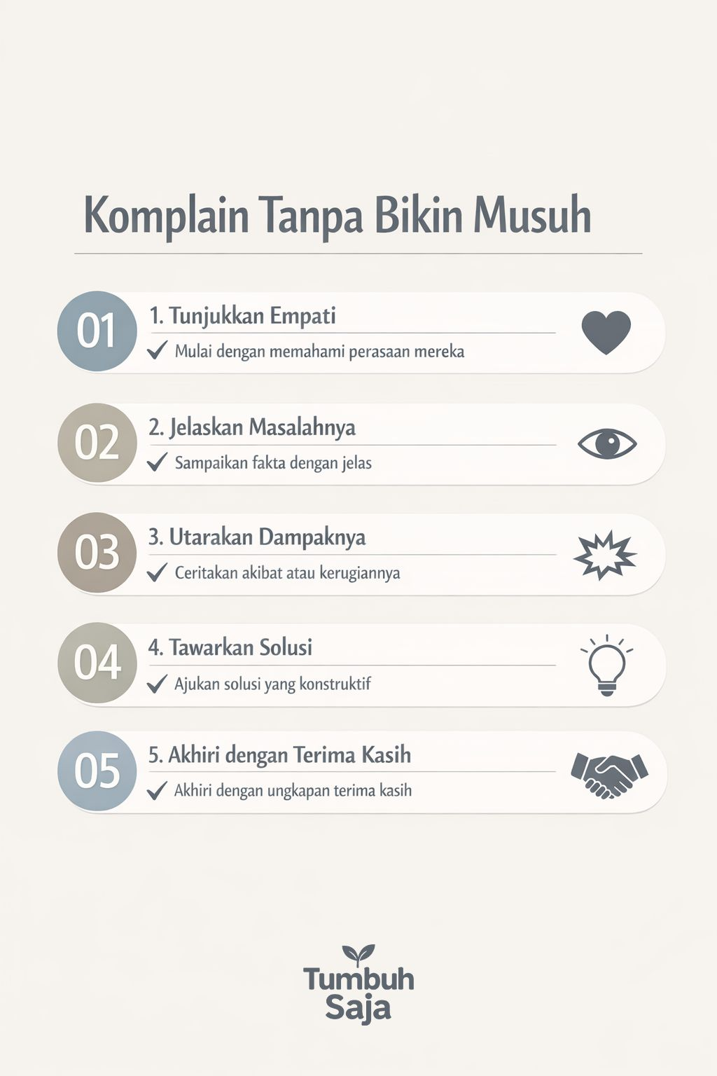 Infografik langkah komplain kepada tetangga dengan sopan tanpa memicu konflik atau permusuhan