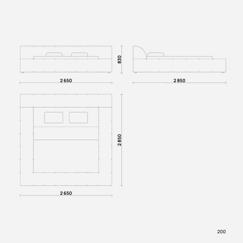 Современная двуспальная кровать Comfy от бренда Simple Form с мягким изголовьем и боковыми панелями, выполненная в минималистичном дизайне. Идеально подходит для стильной спальни.