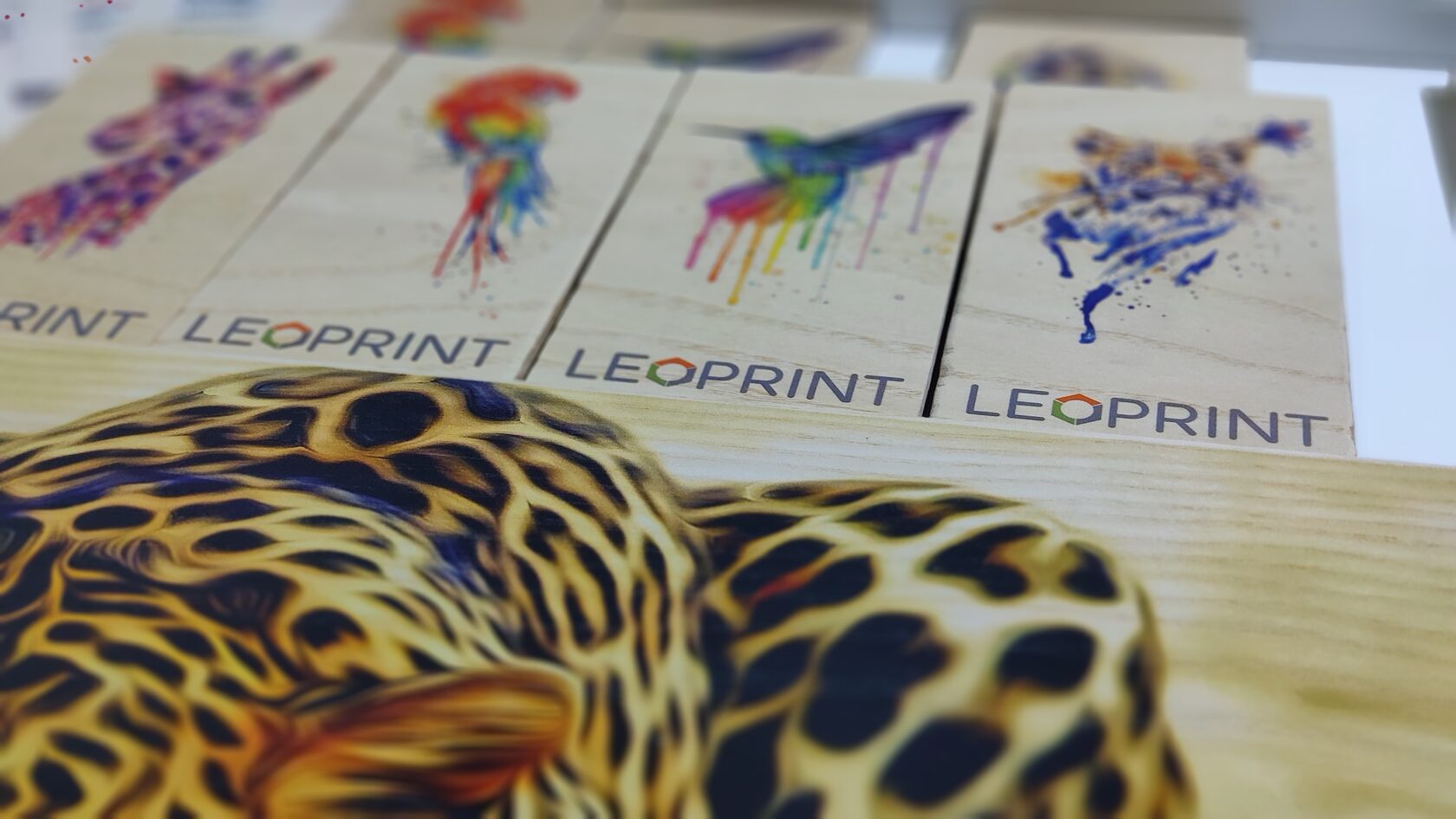 Образцы прямой УФ-печати LEOPRINT на листовых материалах