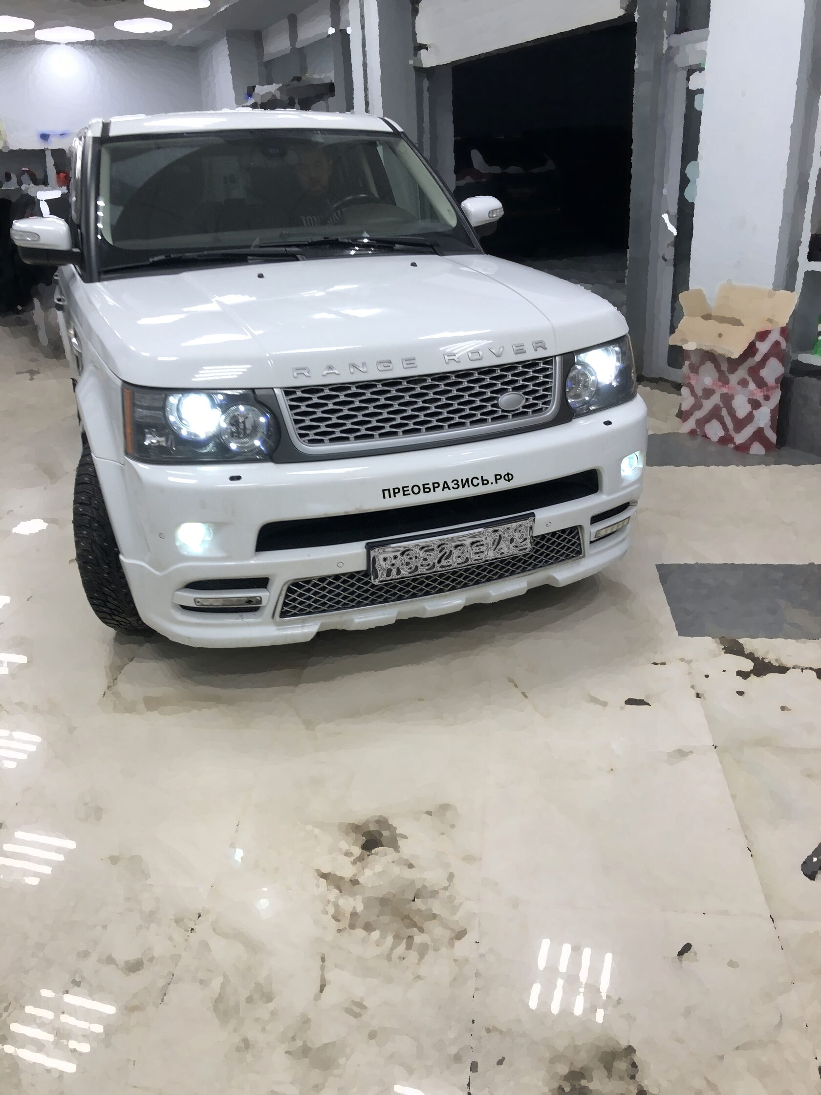 Land Rover Sport Проекция внешний вид установленных LED Туманок птф
