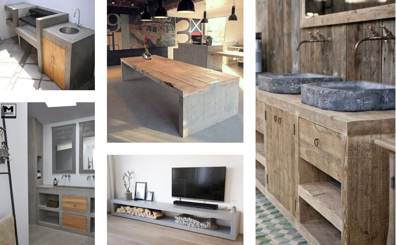 Примеры изготовления дизайнерский изделий из бетона и дерева