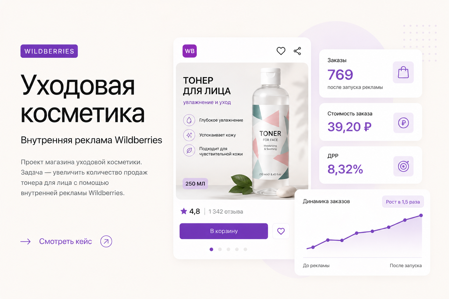 Уходовая косметика — внутренняя реклама на Wildberries
