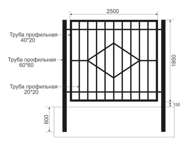 Образец забора металлического