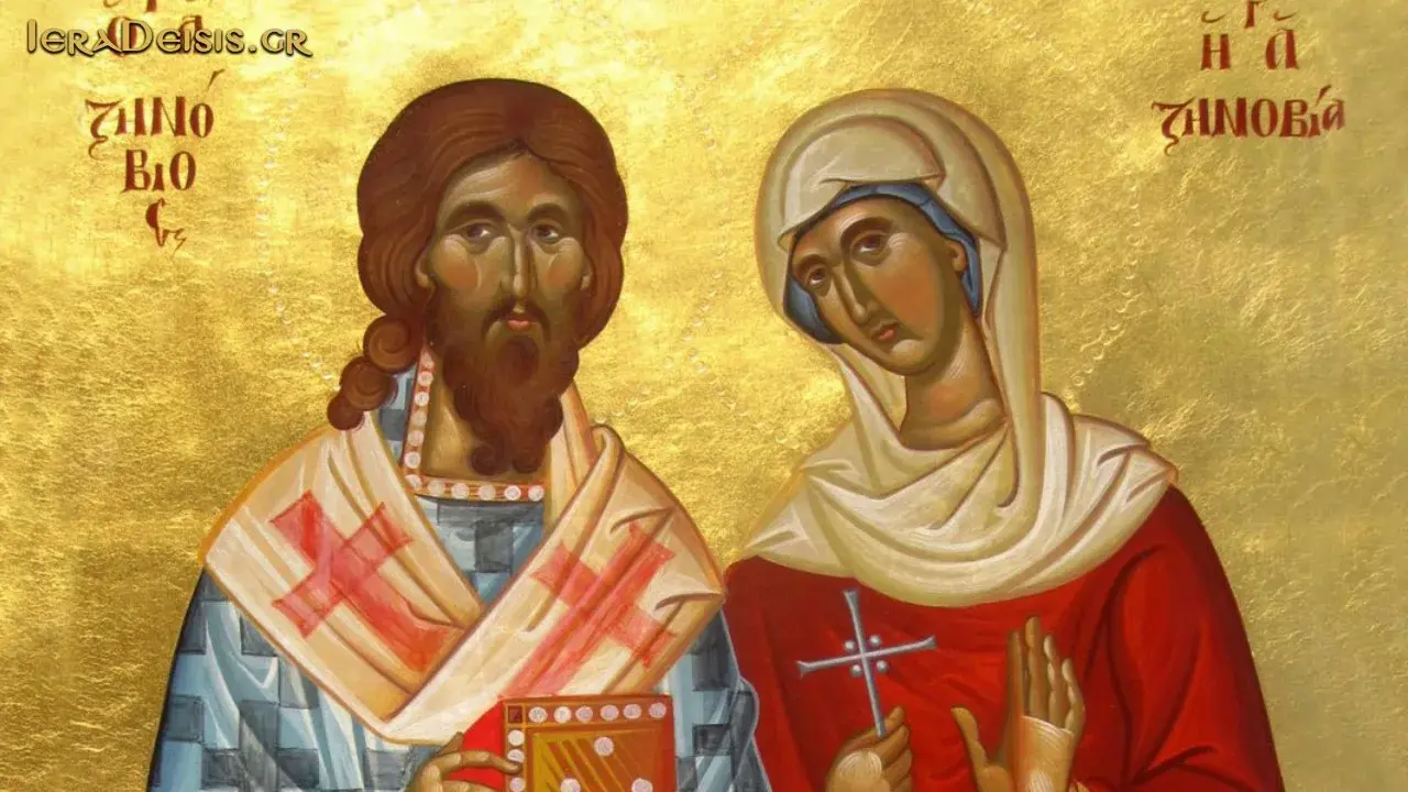 Икона Зиновия Синичника, где святой изображен с прилетающей синицей, символом 12 ноября и наступления зимы.