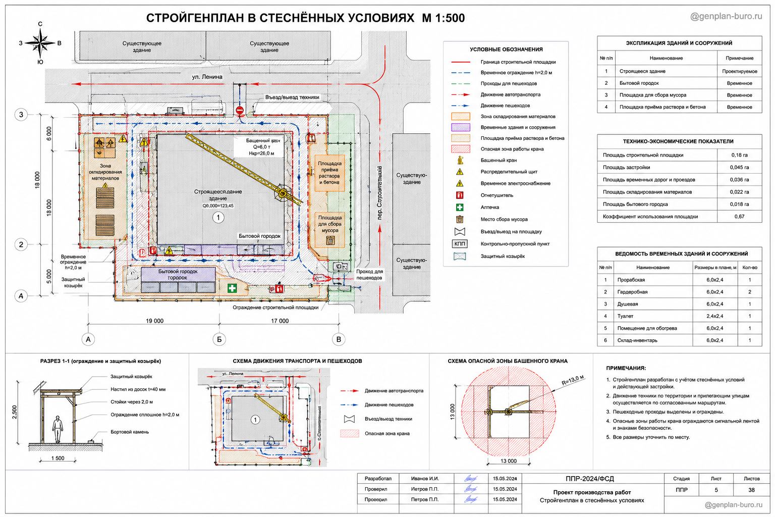 Пример стройгенплана в стеснённых условиях