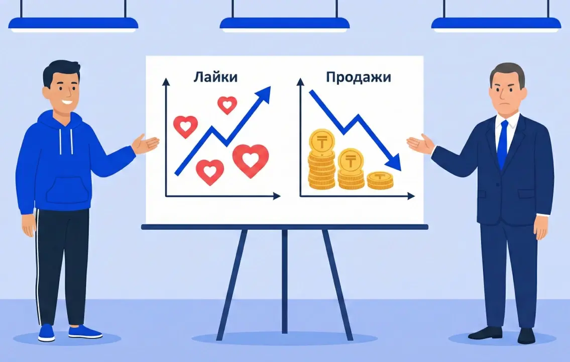 Маркетолог агентства показывает большое количество лайков, директор показывает падение продаж