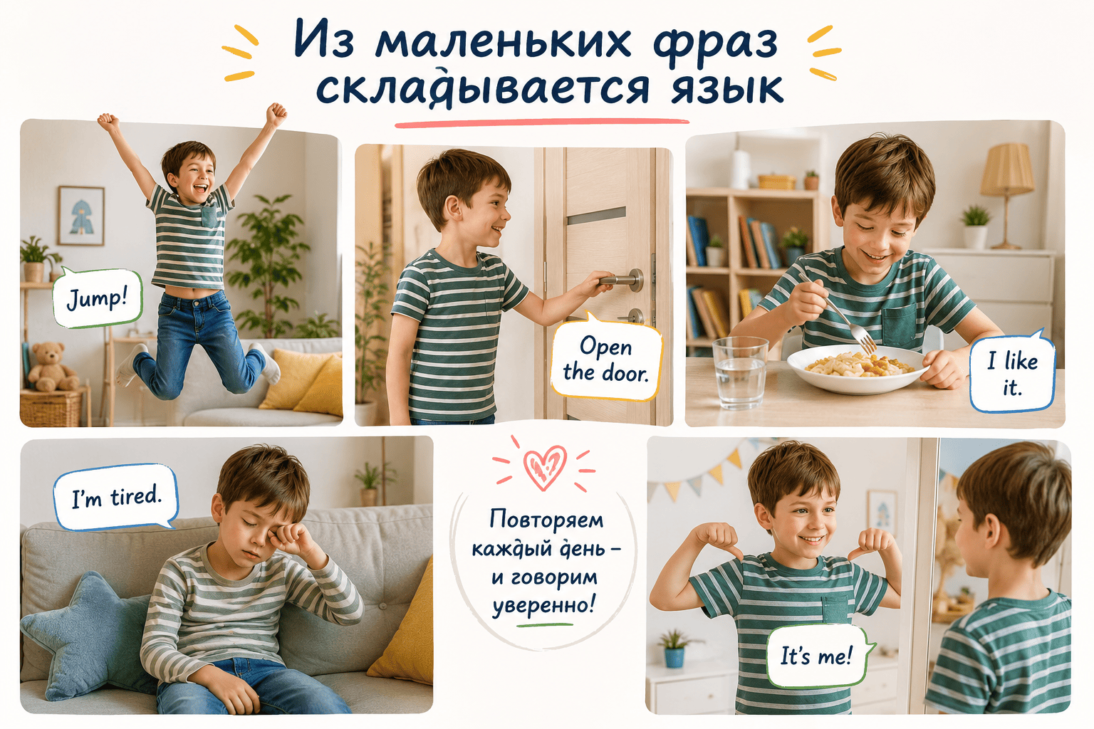 Из маленьких английских фраз постепенно складывается язык