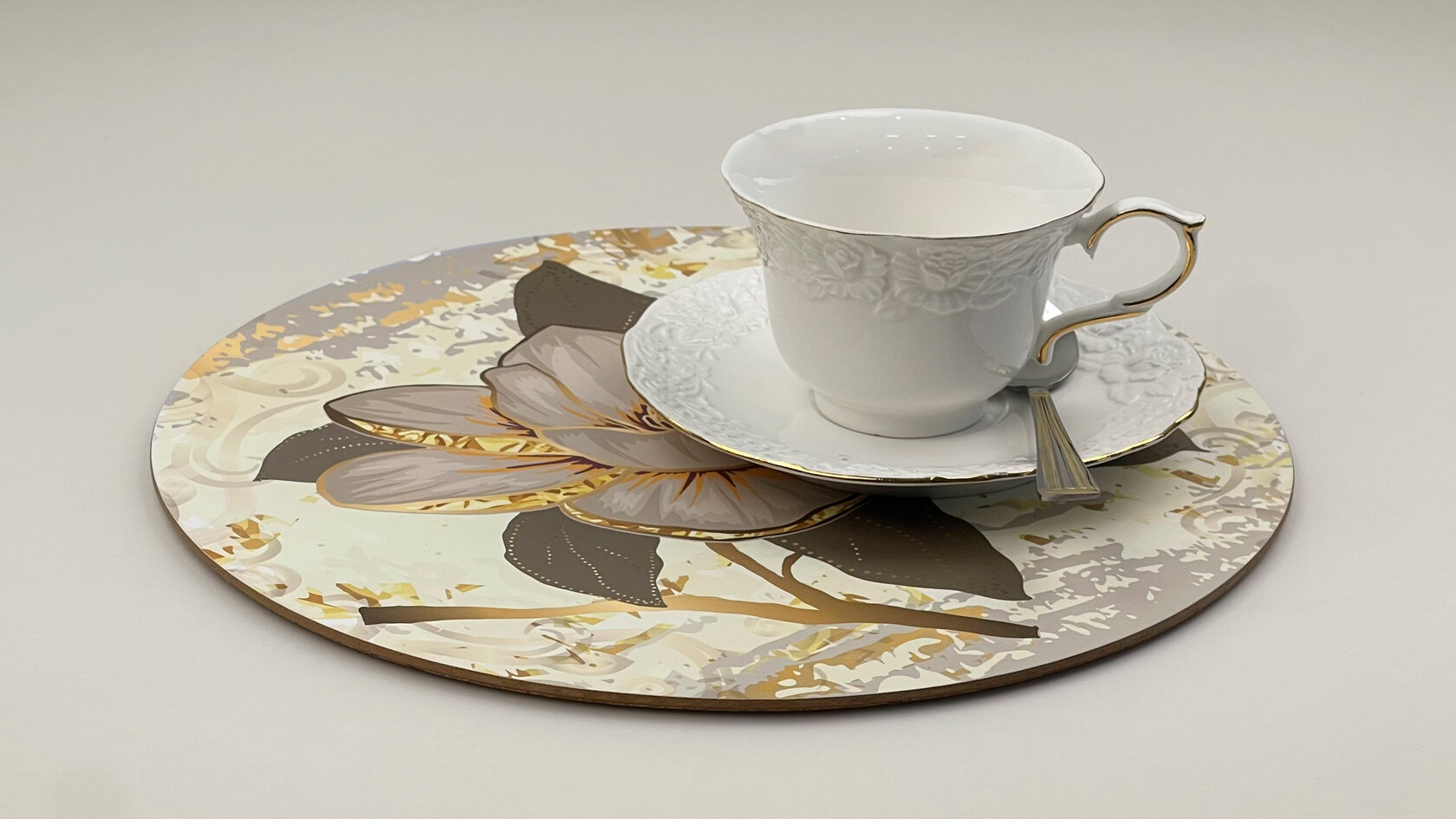 Салфетки сервировочные круглые из пробки "Золотая магнолия"