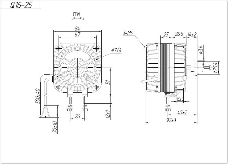 Чертеж электродвигателя Q16-25