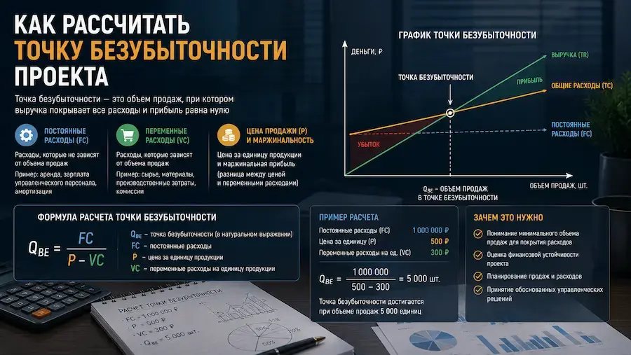 Расчет точки безубыточности проекта