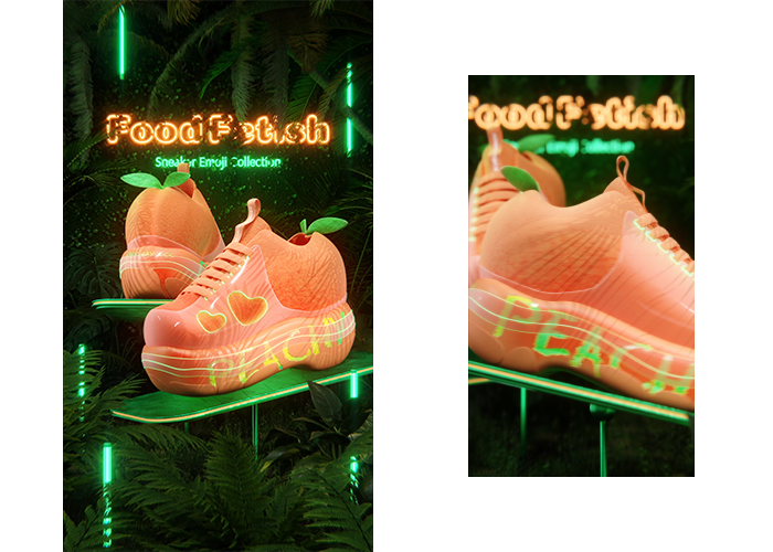 Цифровая обувь в стилистике персика