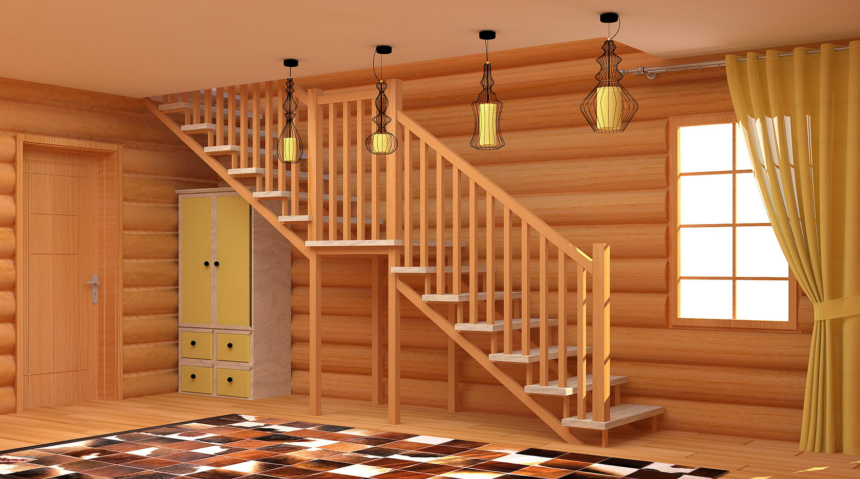 Лестница на 2 этаж в деревянном доме фото