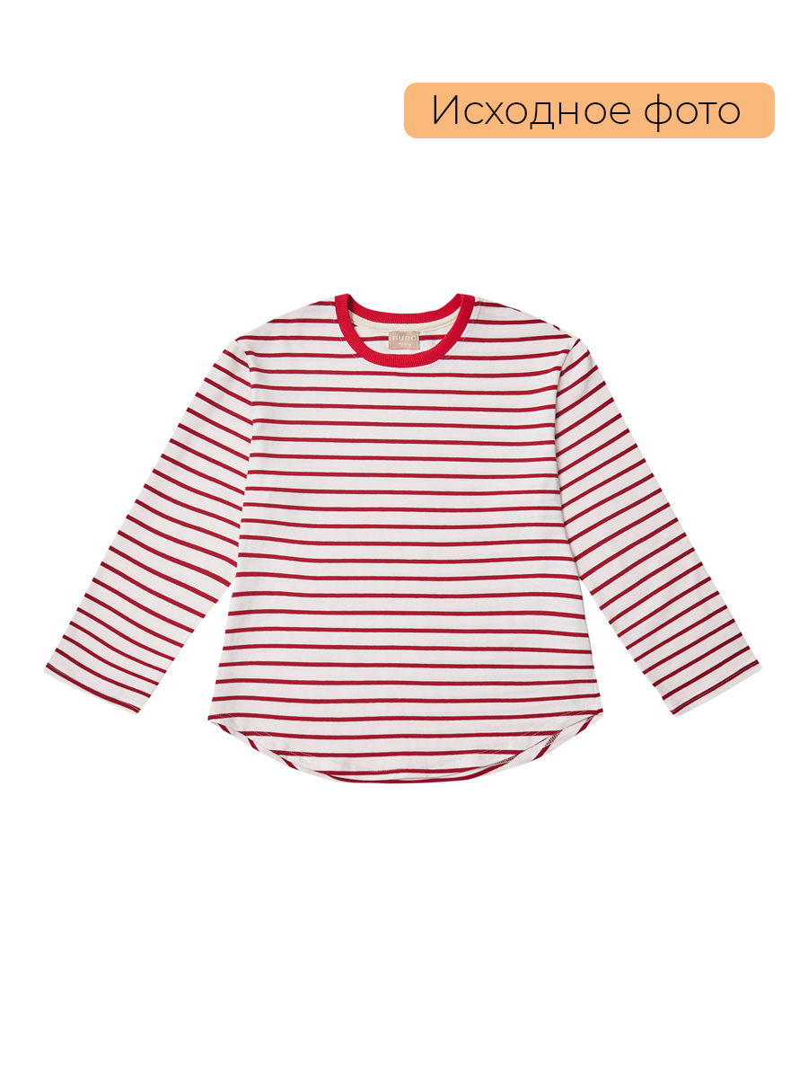 лонгслив в белую и красную полоску на белом фоне