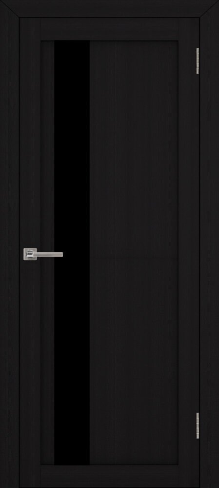 Дверь межкомнатная UniLine 30004 Остекленная стекло черная лакобель цвет Велюр Шоко