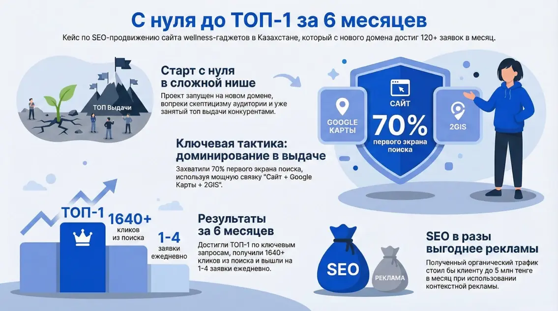 Инфографика: с нуля до Топ-1 за 6 месяцев