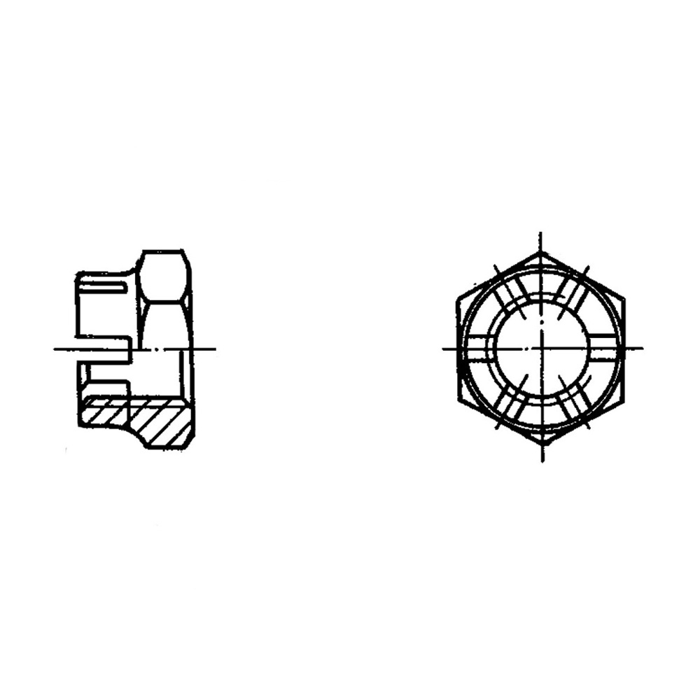 Шестигранная корончатая гайка чертеж