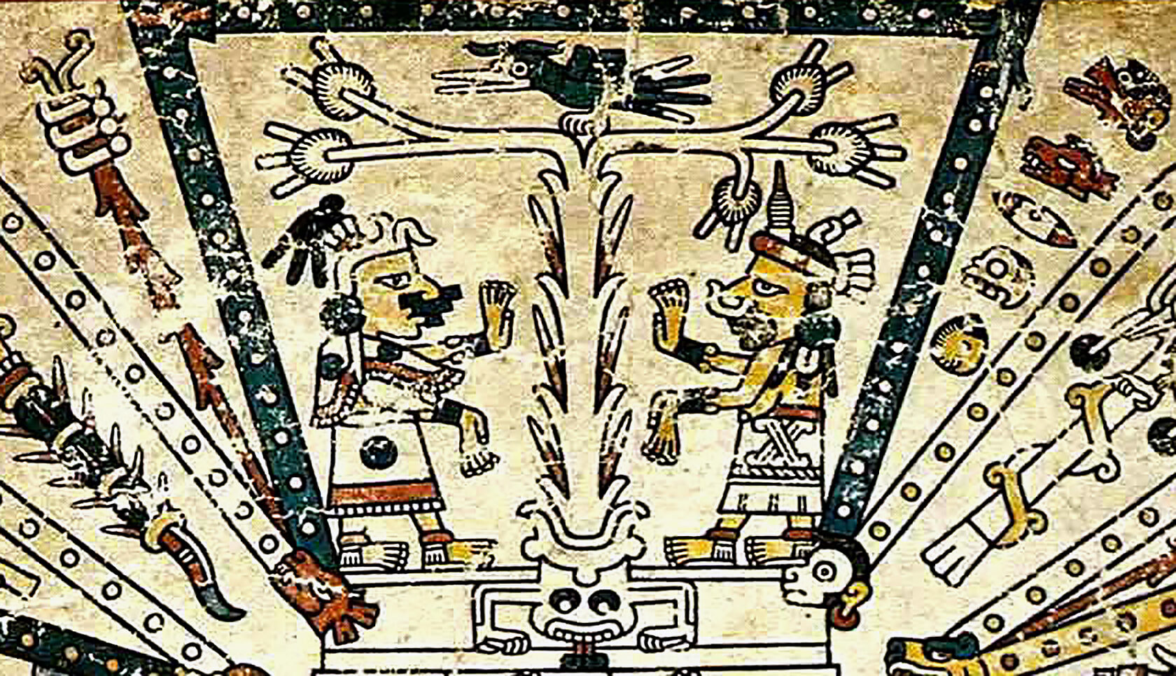 Запад. Фрагмент кодекса Фейервари-Майера. Ацтеки. Коллекция World Museum, Ливерпуль.