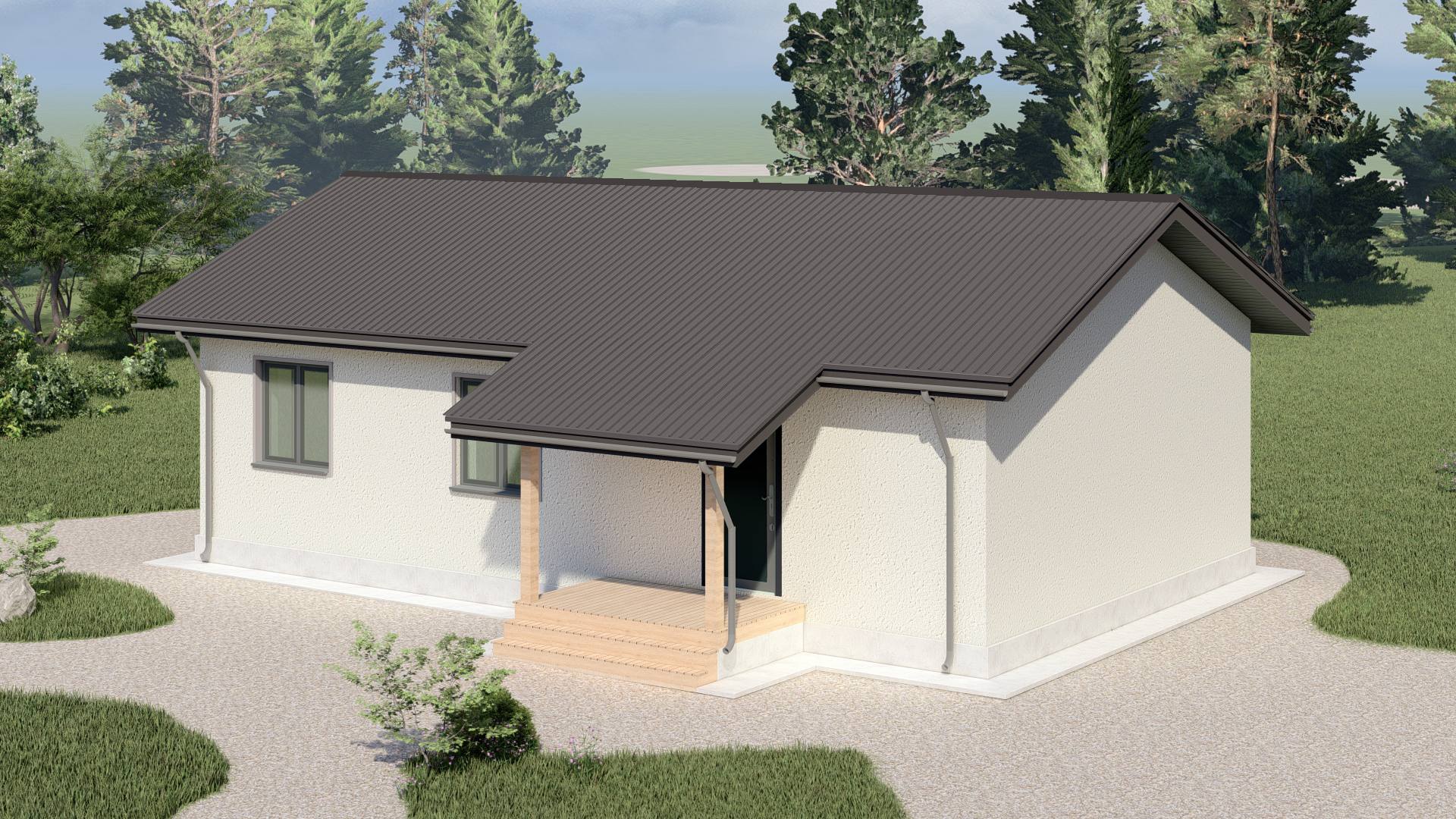 Проект одноэтажного дома ART HOUSE 77, 77 м²