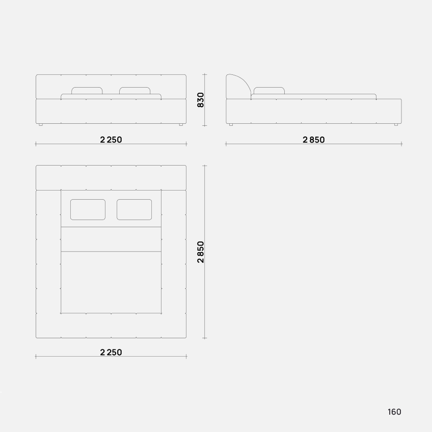 Современная двуспальная кровать Comfy от бренда Simple Form с мягким изголовьем и боковыми панелями, выполненная в минималистичном дизайне. Идеально подходит для стильной спальни.