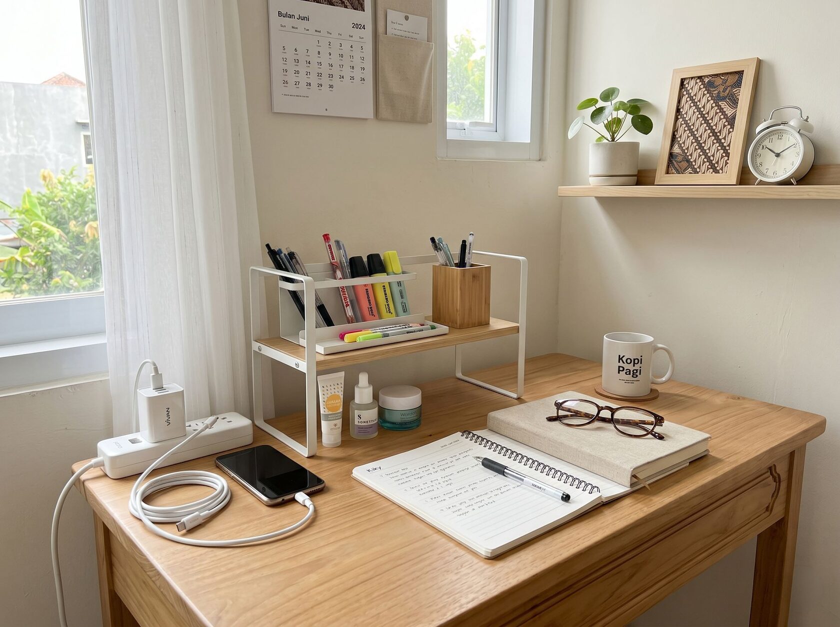 Organizer meja estetik murah untuk meja kerja kecil