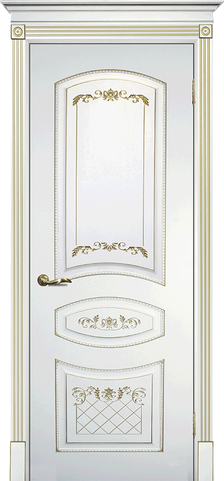 белая межкомнатная дверь с патиной золото