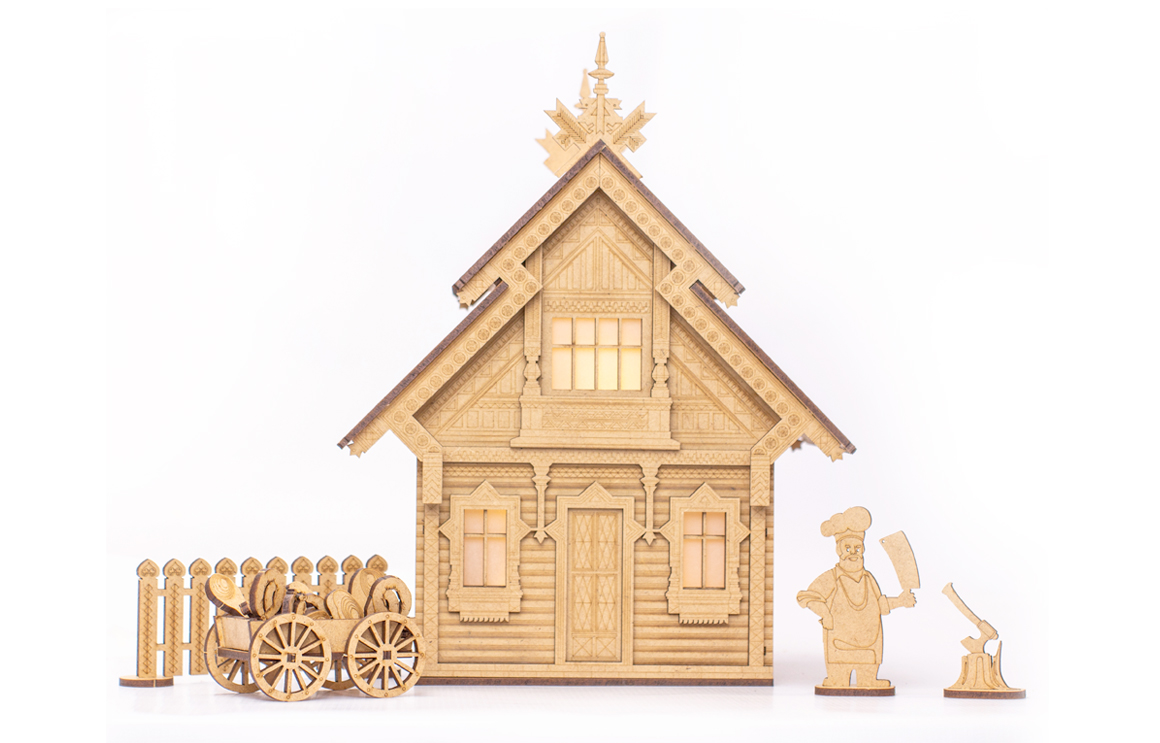 Деревянный конструктор Домик Мяснка