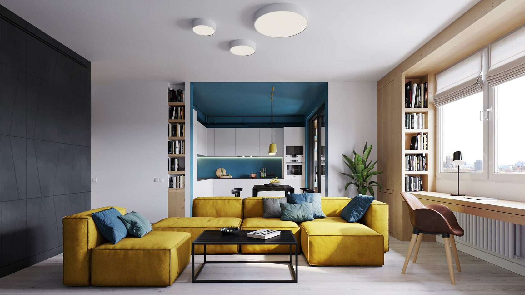 Modern Apartment Interior with Bold Accents | Piglova Architects