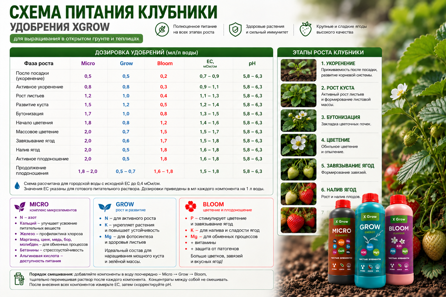 Схема питания клубники