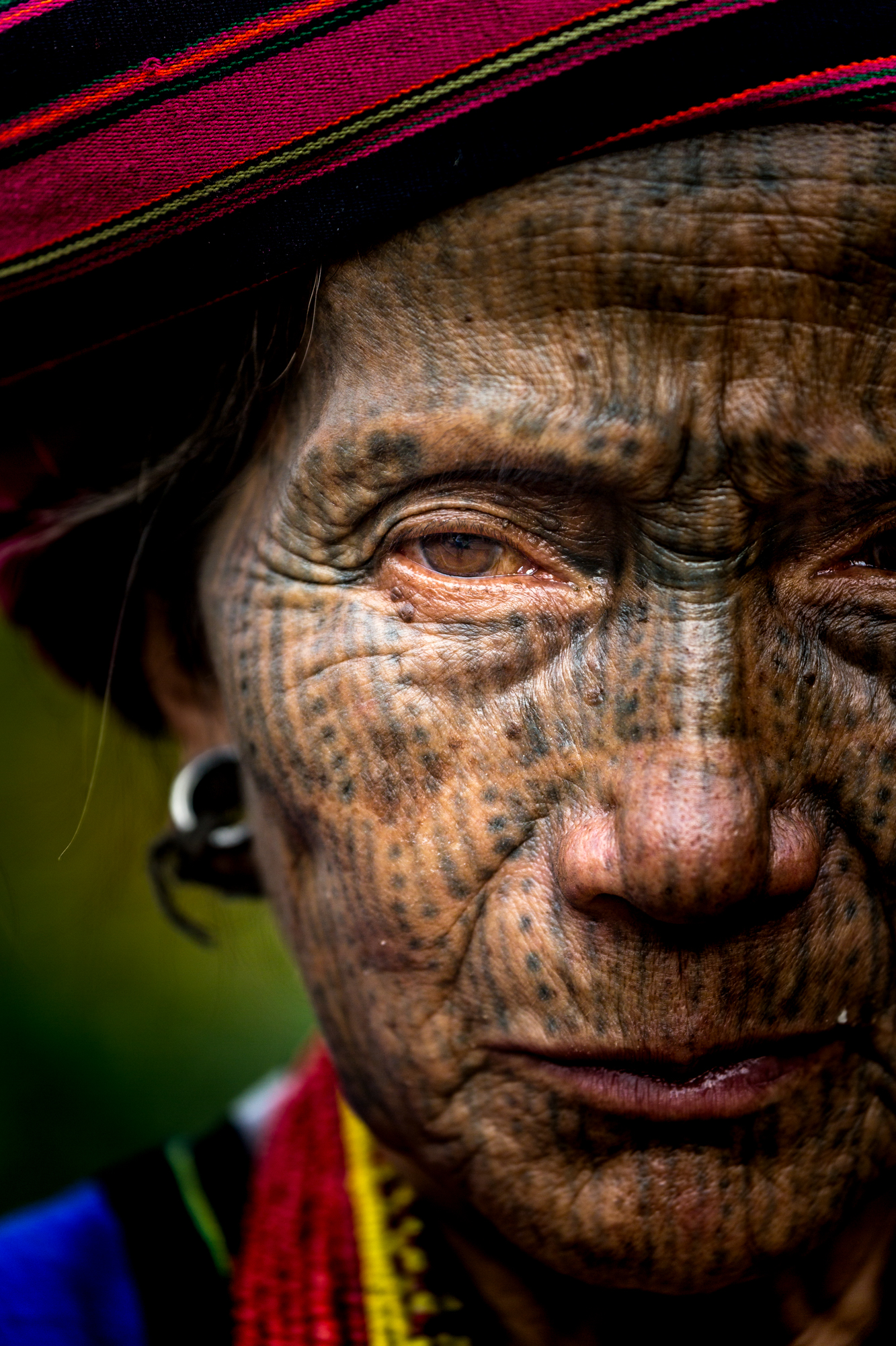 Face-tattooed woman from Chin State
