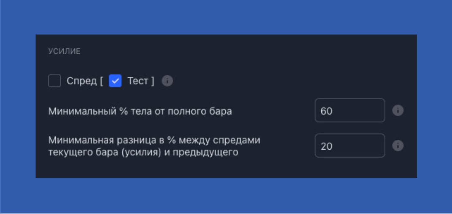 Настройки: Усилие