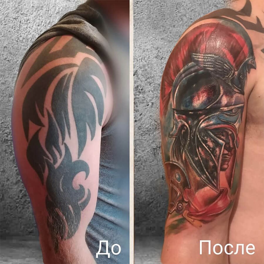 тату римский воин, перекрытие, татуировка пермь