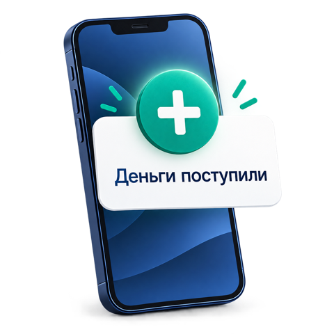 Иллюстрация результата: уведомление о поступлении денег