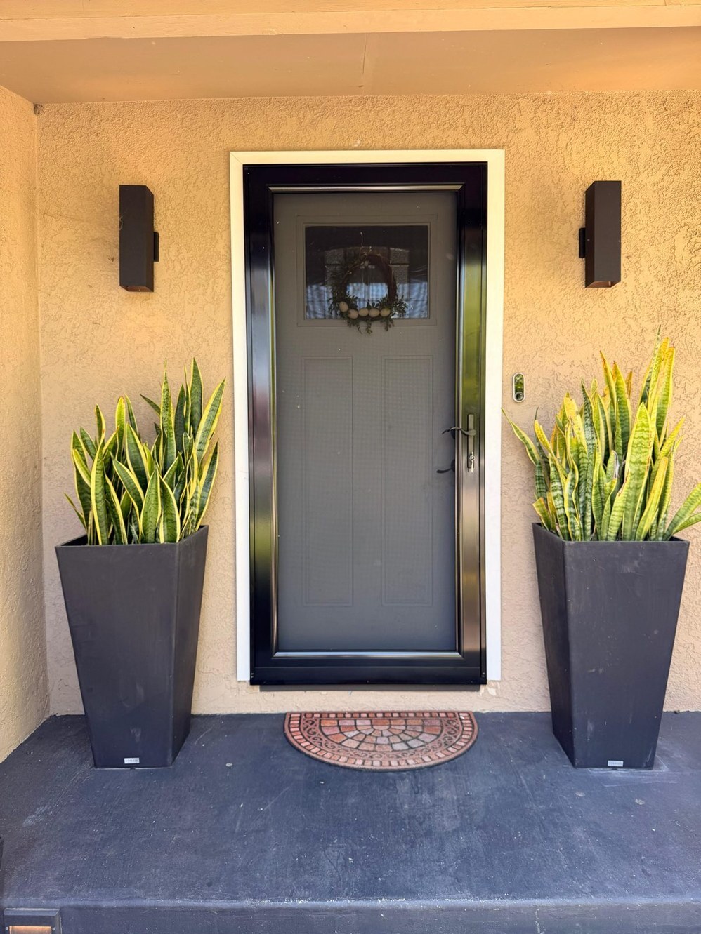 Security screen door with stainless steel mesh