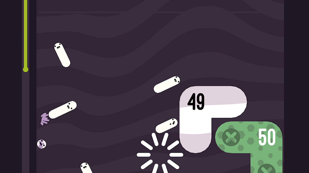 holedown, an indie aim-and-shoot game about bouncing balls and digging toward a planet's core, for iPhone and Android