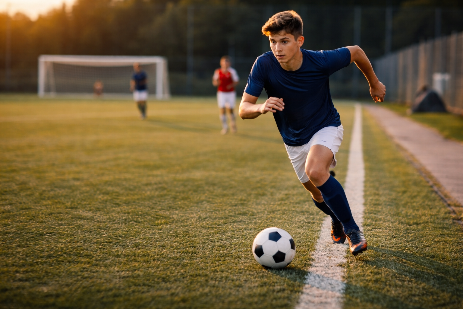 Юный вингер в скоростном рывке