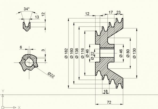 Шкив ременной передачи чертеж
